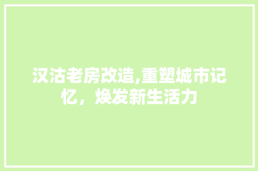 汉沽老房改造,重塑城市记忆，焕发新生活力