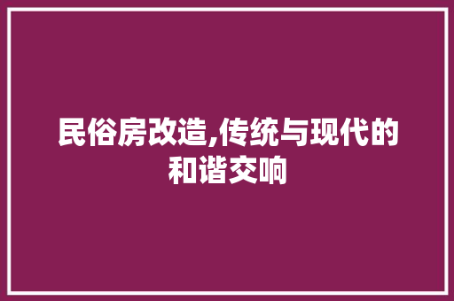 民俗房改造,传统与现代的和谐交响