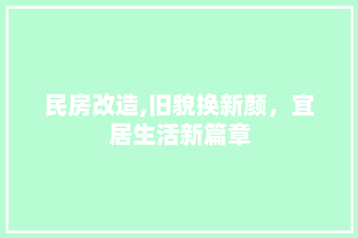 民房改造,旧貌换新颜，宜居生活新篇章 装修材料