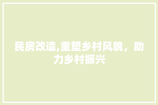 民房改造,重塑乡村风貌，助力乡村振兴