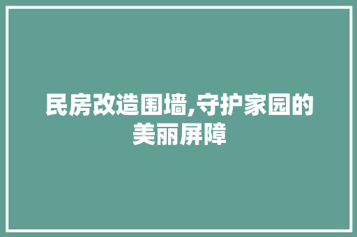 民房改造围墙,守护家园的美丽屏障