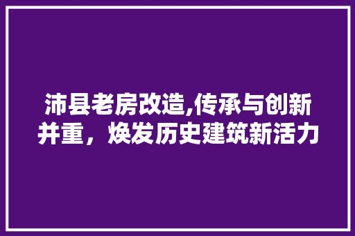 沛县老房改造,传承与创新并重，焕发历史建筑新活力 门窗装修
