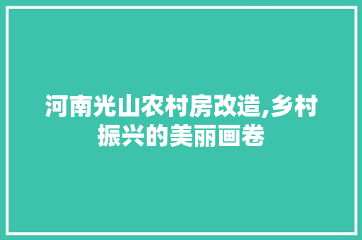 河南光山农村房改造,乡村振兴的美丽画卷