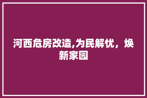 河西危房改造,为民解忧，焕新家园