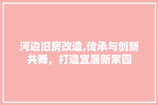 河边旧房改造,传承与创新共舞，打造宜居新家园