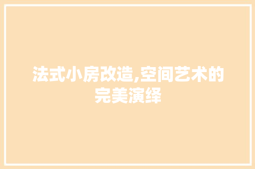 法式小房改造,空间艺术的完美演绎