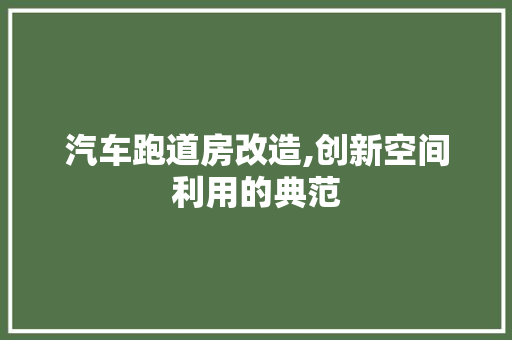 汽车跑道房改造,创新空间利用的典范