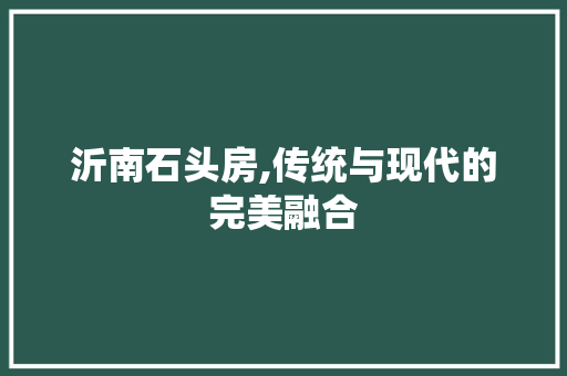 沂南石头房,传统与现代的完美融合