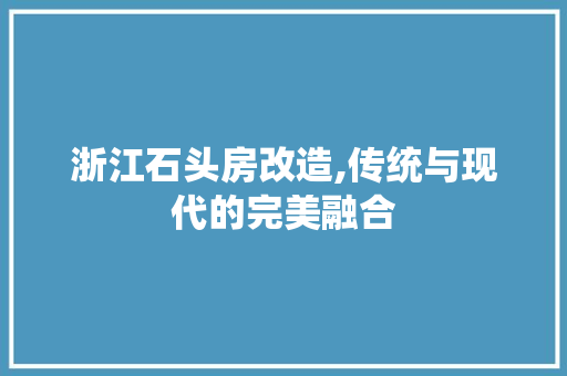 浙江石头房改造,传统与现代的完美融合