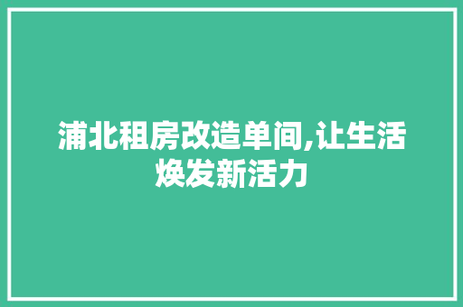 浦北租房改造单间,让生活焕发新活力