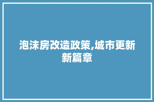 泡沫房改造政策,城市更新新篇章