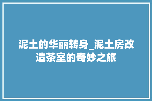 泥土的华丽转身_泥土房改造茶室的奇妙之旅