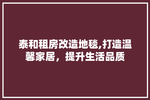 泰和租房改造地毯,打造温馨家居，提升生活品质