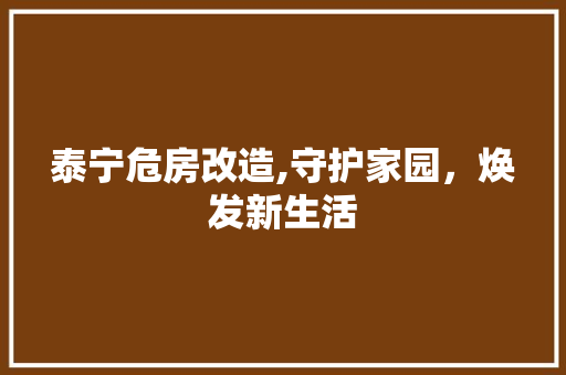 泰宁危房改造,守护家园，焕发新生活