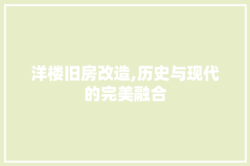 洋楼旧房改造,历史与现代的完美融合