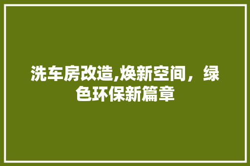 洗车房改造,焕新空间，绿色环保新篇章