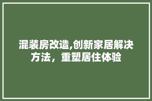 混装房改造,创新家居解决方法，重塑居住体验
