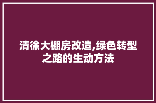 清徐大棚房改造,绿色转型之路的生动方法