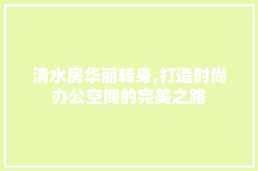 清水房华丽转身,打造时尚办公空间的完美之路