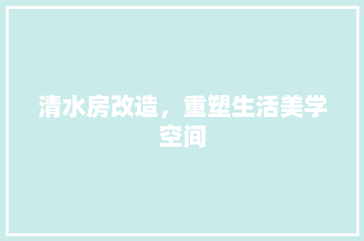清水房改造，重塑生活美学空间