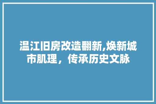 温江旧房改造翻新,焕新城市肌理，传承历史文脉
