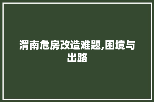 渭南危房改造难题,困境与出路