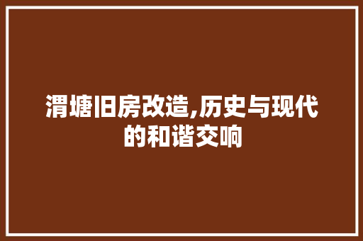 渭塘旧房改造,历史与现代的和谐交响