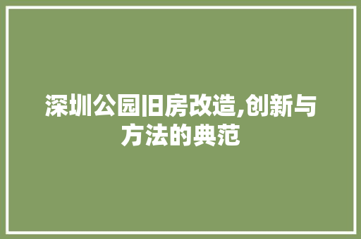深圳公园旧房改造,创新与方法的典范