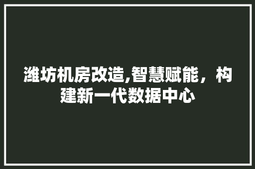 潍坊机房改造,智慧赋能，构建新一代数据中心