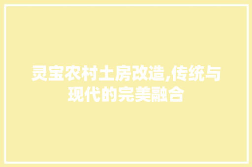 灵宝农村土房改造,传统与现代的完美融合