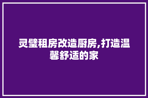 灵璧租房改造厨房,打造温馨舒适的家