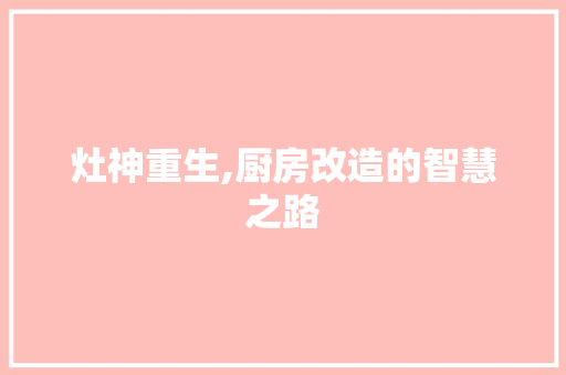 灶神重生,厨房改造的智慧之路