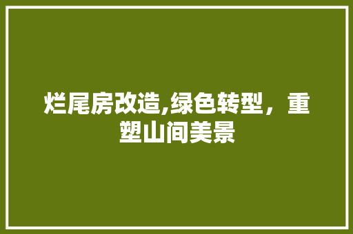 烂尾房改造,绿色转型，重塑山间美景