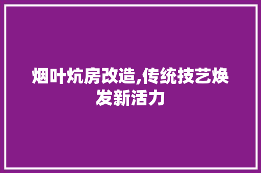 烟叶炕房改造,传统技艺焕发新活力