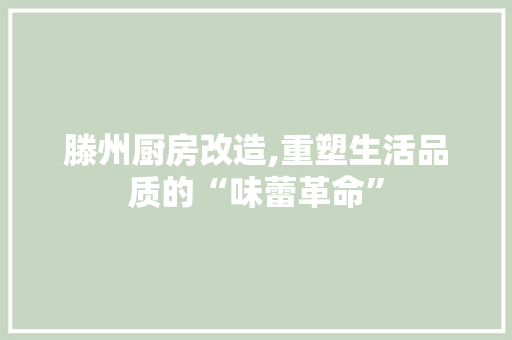 滕州厨房改造,重塑生活品质的“味蕾革命”