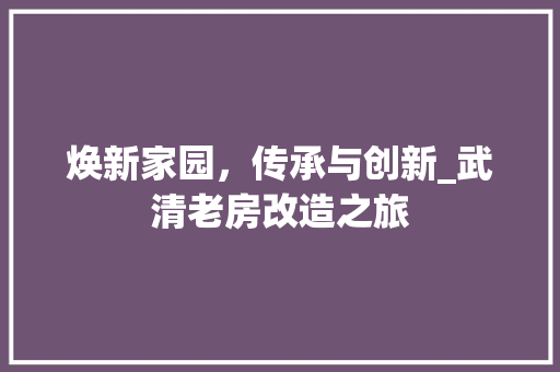 焕新家园，传承与创新_武清老房改造之旅