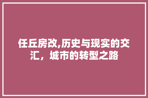 任丘房改,历史与现实的交汇，城市的转型之路 建筑设计