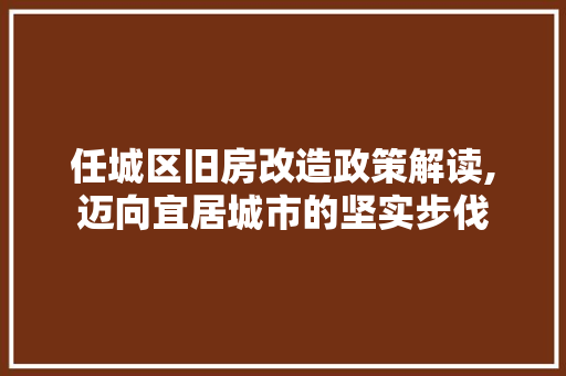 任城区旧房改造政策解读,迈向宜居城市的坚实步伐