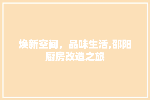 焕新空间，品味生活,邵阳厨房改造之旅