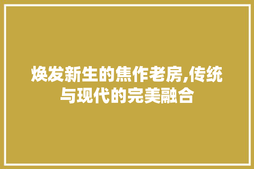 焕发新生的焦作老房,传统与现代的完美融合