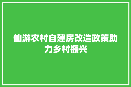仙游农村自建房改造政策助力乡村振兴