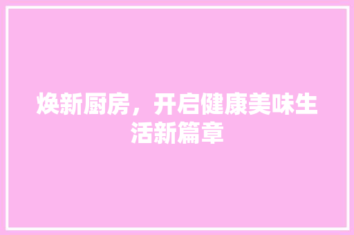 焕新厨房，开启健康美味生活新篇章 装修攻略