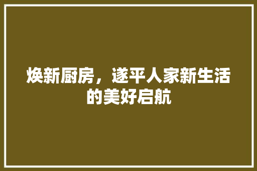 焕新厨房，遂平人家新生活的美好启航