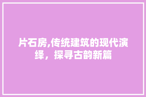 片石房,传统建筑的现代演绎，探寻古韵新篇