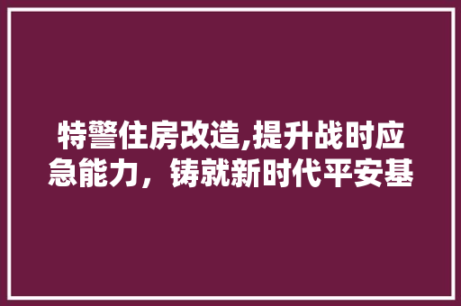 特警住房改造,提升战时应急能力，铸就新时代平安基石