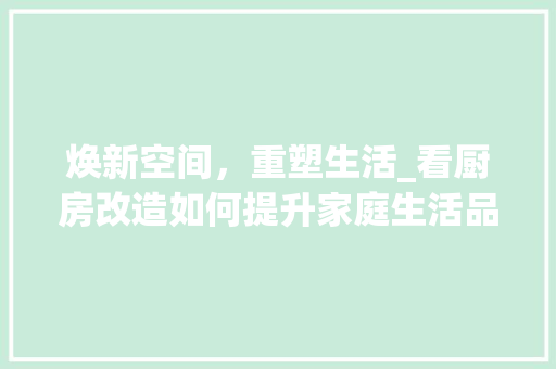 焕新空间，重塑生活_看厨房改造如何提升家庭生活品质