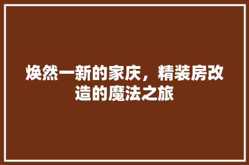 焕然一新的家庆，精装房改造的魔法之旅 装修攻略