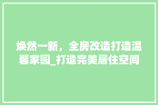 焕然一新，全房改造打造温馨家园_打造完美居住空间的艺术之旅