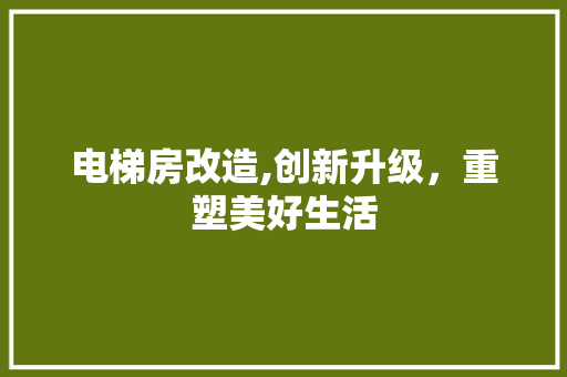 电梯房改造,创新升级，重塑美好生活