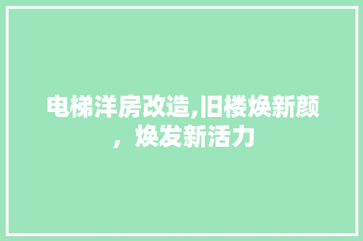 电梯洋房改造,旧楼焕新颜，焕发新活力 地面装修